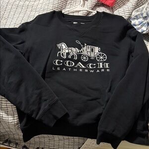 Coach Black Crewneck Sweater with Carriage Design
